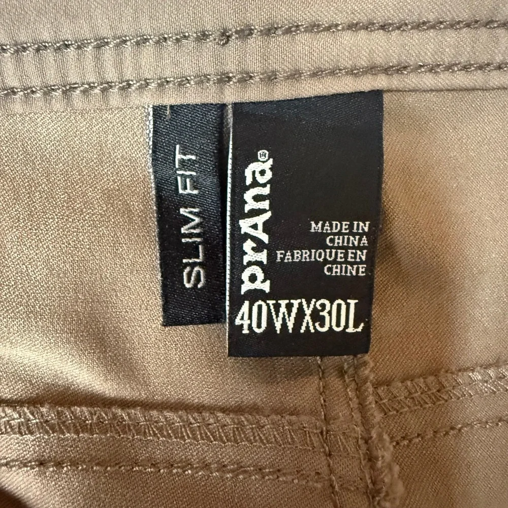 Prana Pants Mens 40x30 Inseam 27 Khaki Brion Slim Fit Stretch Nylon Blend Hiking
